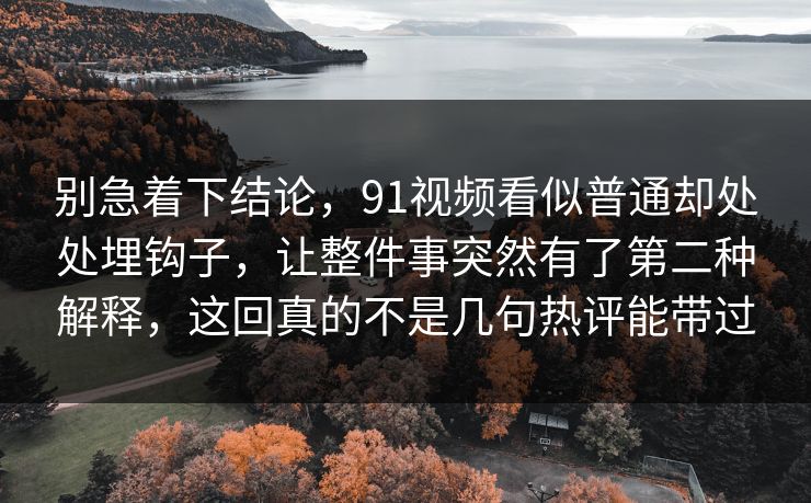 别急着下结论，91视频看似普通却处处埋钩子，让整件事突然有了第二种解释，这回真的不是几句热评能带过