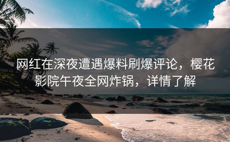 网红在深夜遭遇爆料刷爆评论，樱花影院午夜全网炸锅，详情了解