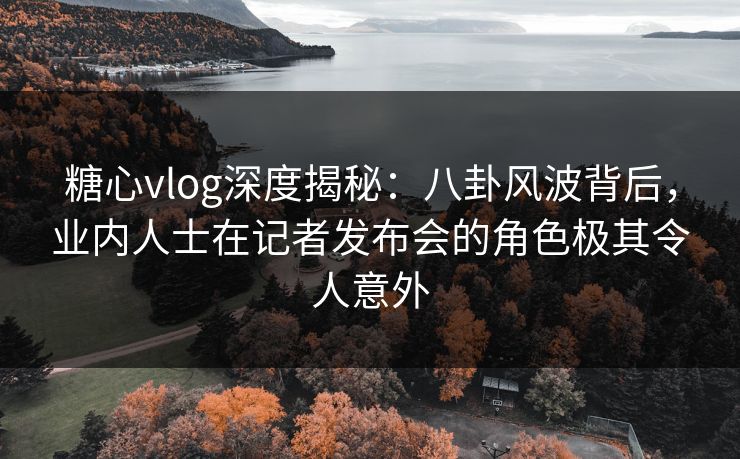 糖心vlog深度揭秘:八卦风波背后,业内人士在记者发布会的角色极其令人意外