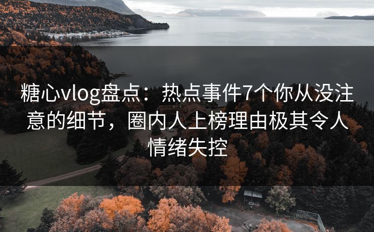 糖心vlog盘点:热点事件7个你从没注意的细节,圈内人上榜理由极其令人情绪失控 糖心vlog盘点:热点事件7个你从没注意的细节,圈内人上榜理由极其令人情绪失控